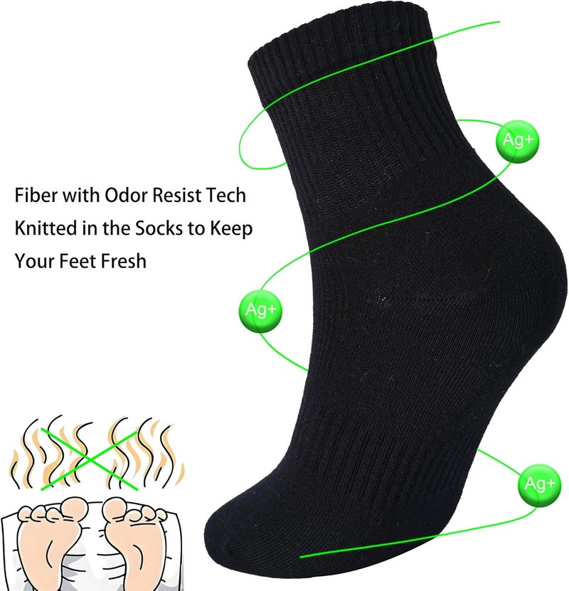 WindCrosser Womens Anti Odor Blister Proof Seamless Cotton Moisture Wicking Sports Quarter Crew/Ankle Dress Socks,Size 6-10 - Image 3